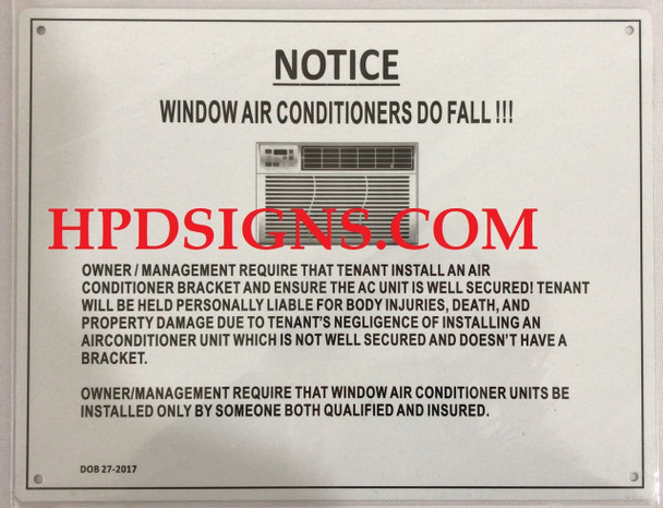 WINDOW AIR CONDITIONERS DO FALL SIGN  Sign