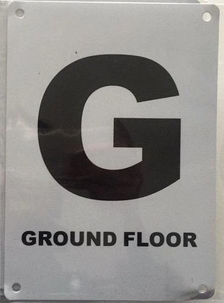 GROUND FLOOR NUMBER SIGN Blanc  Sign