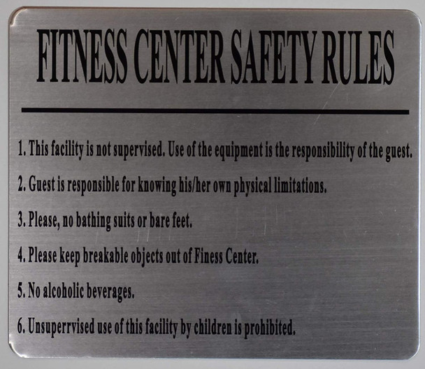 Fitness Center Safety Rules Sign