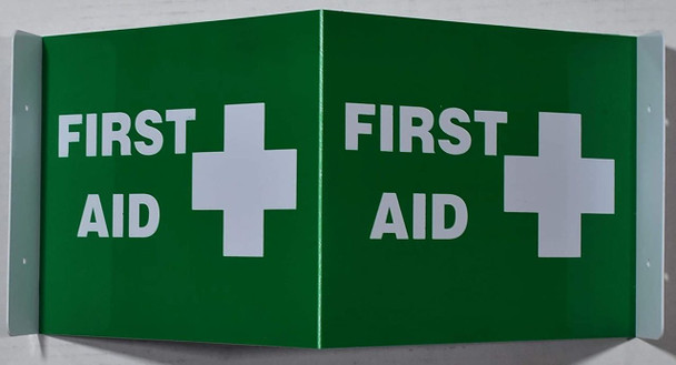 This First Aid 2D projection signs / 2d hallway sign is printed on both sides for easy viewing.