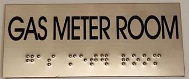 GAS METER ROOM SIGN - BRAILLE-STAINLESS STEEL