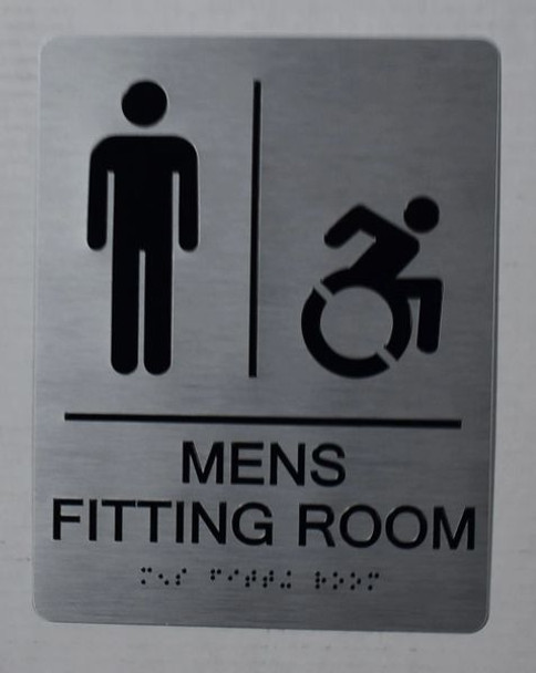 Men's accessible Fitting Room Sign with Tactile Text and Braille Sign
