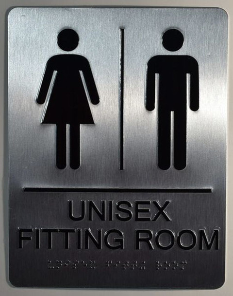 Unisex accessible Fitting Room Sign with Tactile Text and Braille Sign