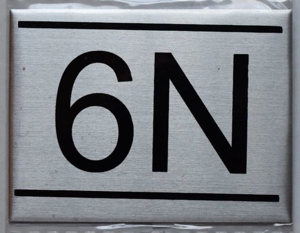 APARTMENT NUMBER SIGN - 6N -BRUSHED   Sign