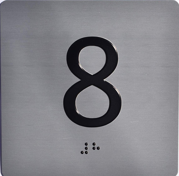 Apartment Number 8 Sign with Braille and Raised Number