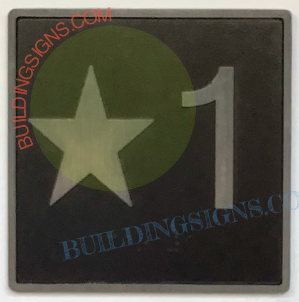 ELEVATOR FLOOR NUMBER STAR 1 SIGN- ELEVATOR JAMB PLATE FLOOR STAR 1 SIGN