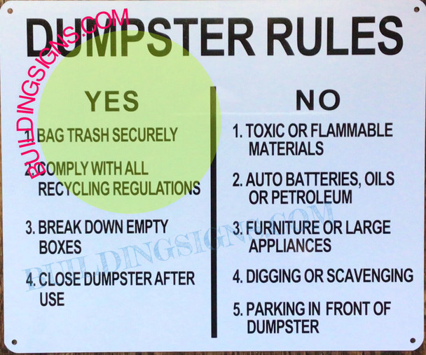 DUMPSTER RULES