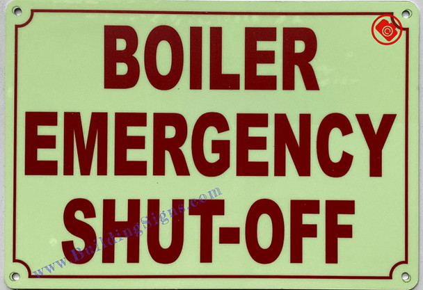 Photoluminescent BOILER EMERGENCY SHUT-OFF SIGN