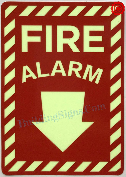 FIRE ALARM ARROW DOWN SIGN