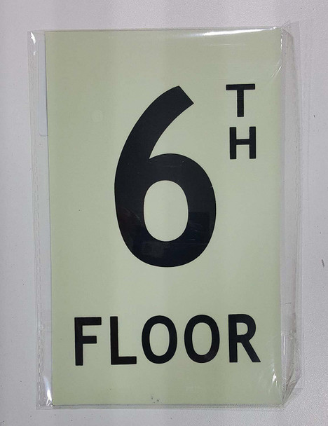Floor number six 6) Sign HEAVY DUTY / GLOW IN THE DARK