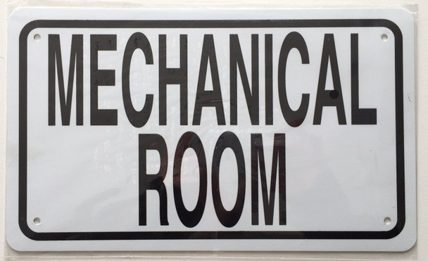 Mechanical Room Sign White