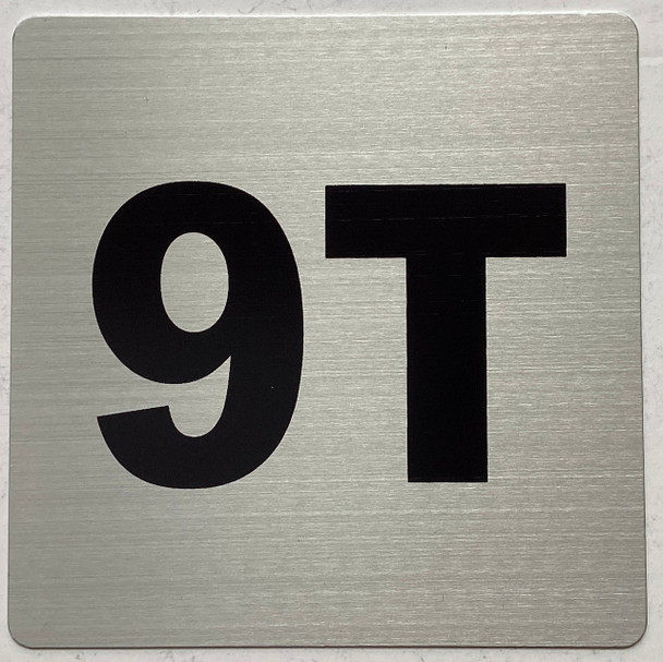 Apartment number 9T sign