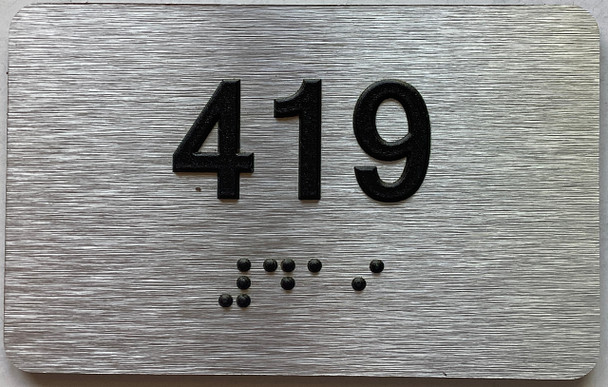 apartment number 419 sign