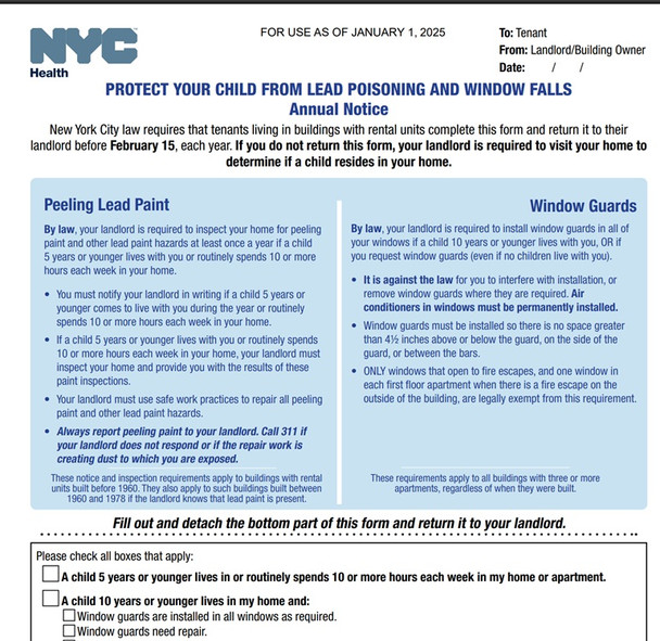 2025 Protect your child from window falls and lead poisoning notice ( pdf file )