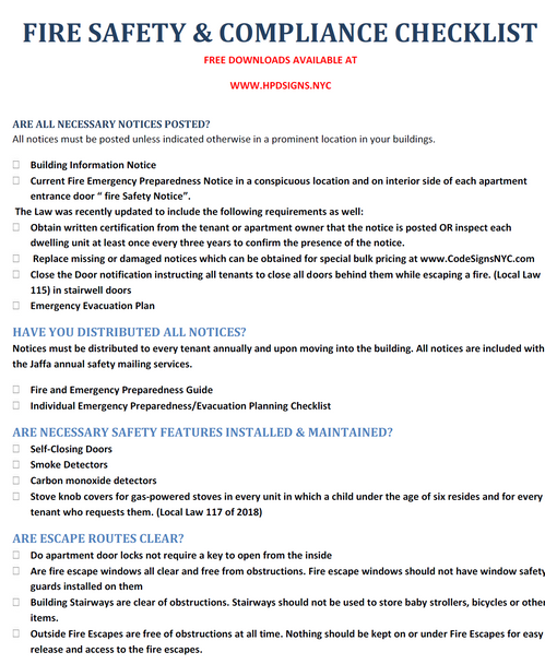 NYC Fire Safety & Compliance Checklist (pdf)