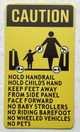 FD CAUTION HOLD HANDRAILS ESCALATOR SIGN