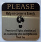 5 PACK - PLEASE HELP US CONSERVE ENERGY SAFETY SIGN