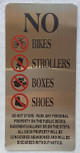 FD NO BIKES, STROLLERS BOXES, NO STOARGE IN HALLWAY SIGN