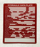 HYDRAULIC DATA PLATE SAFETY SIGN