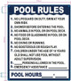 FD POOLS RULES SIGN WITH POOL HOURS ON IT