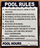 HPD POOLS RULES SIGN WITH POOL HOURS ON IT