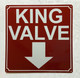 NYC KING VALVE ARROW DOWN SIGN