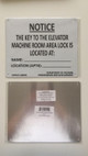 NYC KEY TO ELEVATOR MACHINE ROOM SIGN