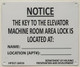FD KEY TO ELEVATOR MACHINE ROOM SIGN