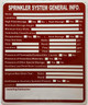 SPRINKLER SYSTEM GENERAL INFO SAFETY SIGN
