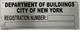FD DEPT OF BUILDING SERIAL NUMBER SIGN