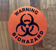 WARNING BIOHAZARD ORANGE SAFETY SIGN