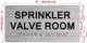 SPRINKLER VALVE ROOM SAFETY SIGN WITH RAISED LETTERS
