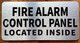 FD FIRE ALARM CONTROL PANEL LOCATED INSIDE SIGN WITH RAISED LETTERS/IMAGE NO BRAILLE