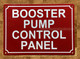 NYC BOOSTER POMP CONTROL PANEL SIGN