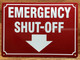 HPD EMERGENCY SHUT-OFF SIGN ARROW DOWN
