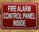 NYC FIRE ALARM CONTROL PANEL INSIDE SIGN