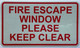 HPD FIRE ESCAPE WINDOW PLEASE KEEP CLEAR STICKER/DECAL