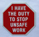 NYC I HAVE THE DUTY TO STOP UNSAFE WORK WARNING STICKERS SIGN