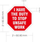 I HAVE THE DUTY TO STOP UNSAFE WORK WARNING STICKERS COMPLIANCE SIGN