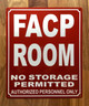 FACP ROOM COMPLIANCE SIGN- FIRE ALARM CONTROL PANEL ROOM COMPLIANCE SIGN
