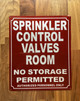 NYC SPRINKLER CONTROL VALVES ROOM SIGN