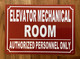 NYC ELEVATOR MECHANICAL ROOM SIGN