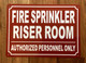 NYC FIRE SPRINKLER RISER ROOM SIGN
