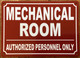HPD MECHANICAL ROOM SIGN