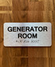 Generator Room Sign with Raised Letters & Grade 2 Ada Sign
