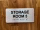 Storage Room 3 Sign with Raised Letters & Grade 2 Safety Sign