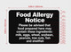 FOOD ALLERGY Restaurant Hpd Sign