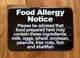 FOOD ALLERGY Restaurant Compliance Sign