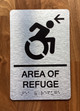 Area Of Refuge Left Arrow With Sign with Raised Letters Ada Sign