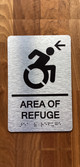 Area Of Refuge Left Arrow With Sign with Raised Letters Safety Sign